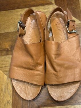 Leather Slingback Sandals in Tan